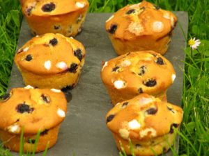 Muffins aux groseilles et au sucre perlé