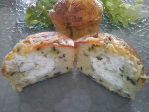 Petits cakes à la courgette et son cœur de chèvre